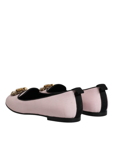 Dolce &amp; Gabbana lichtroze fluwelen instappers instappers