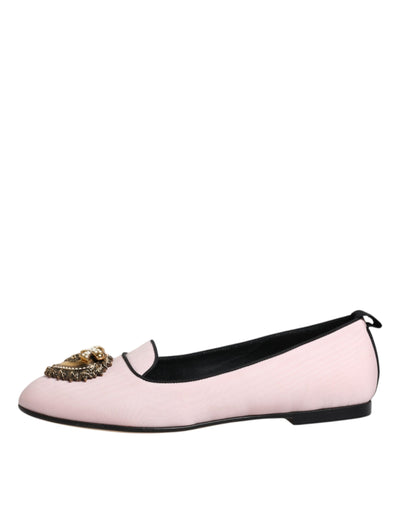 Dolce &amp; Gabbana lichtroze fluwelen instappers instappers