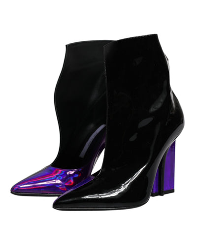 Bottines pointues violettes et noires Dolce &amp; Gabbana