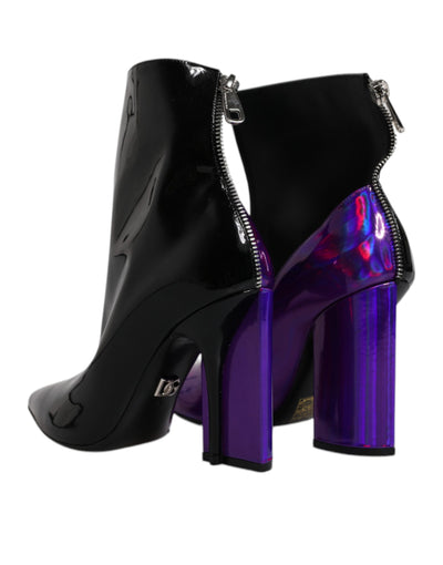 Bottines pointues violettes et noires Dolce &amp; Gabbana
