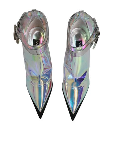 Chaussures Dolce &amp; Gabbana - Bottines courtes pointues argentées irisées