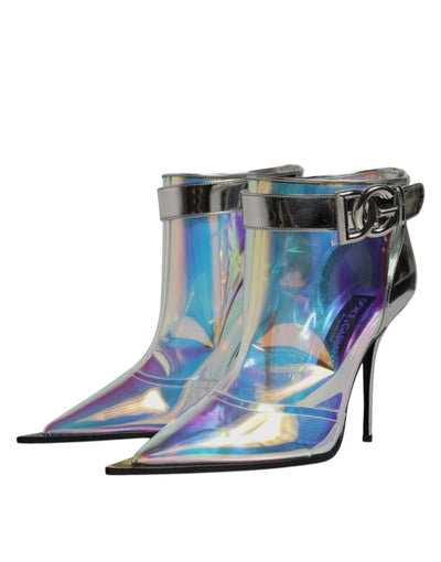 Chaussures Dolce &amp; Gabbana - Bottines courtes pointues argentées irisées