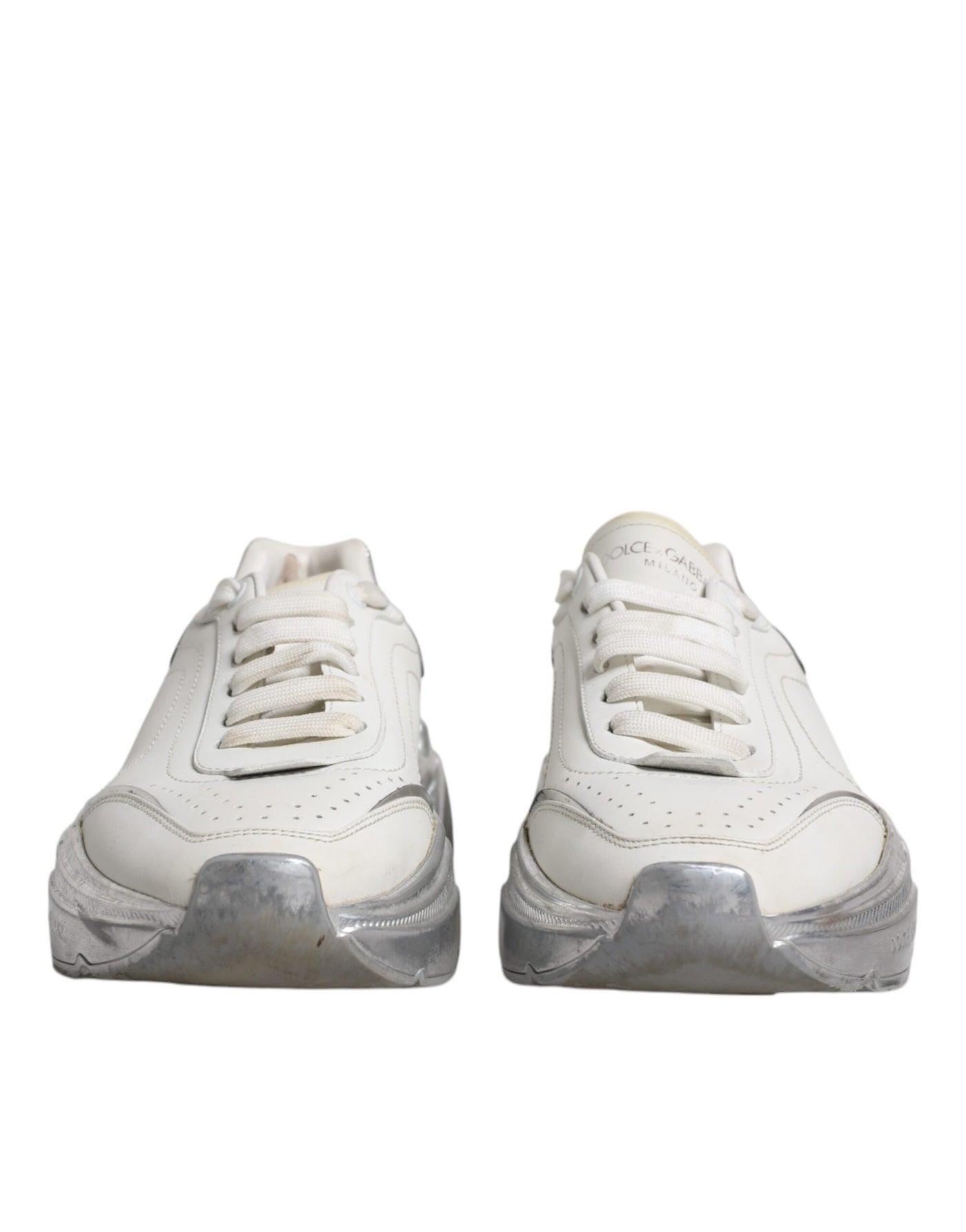 Dolce &amp; Gabbana Witte Zilveren Daymaster Lage Sneakers Schoenen