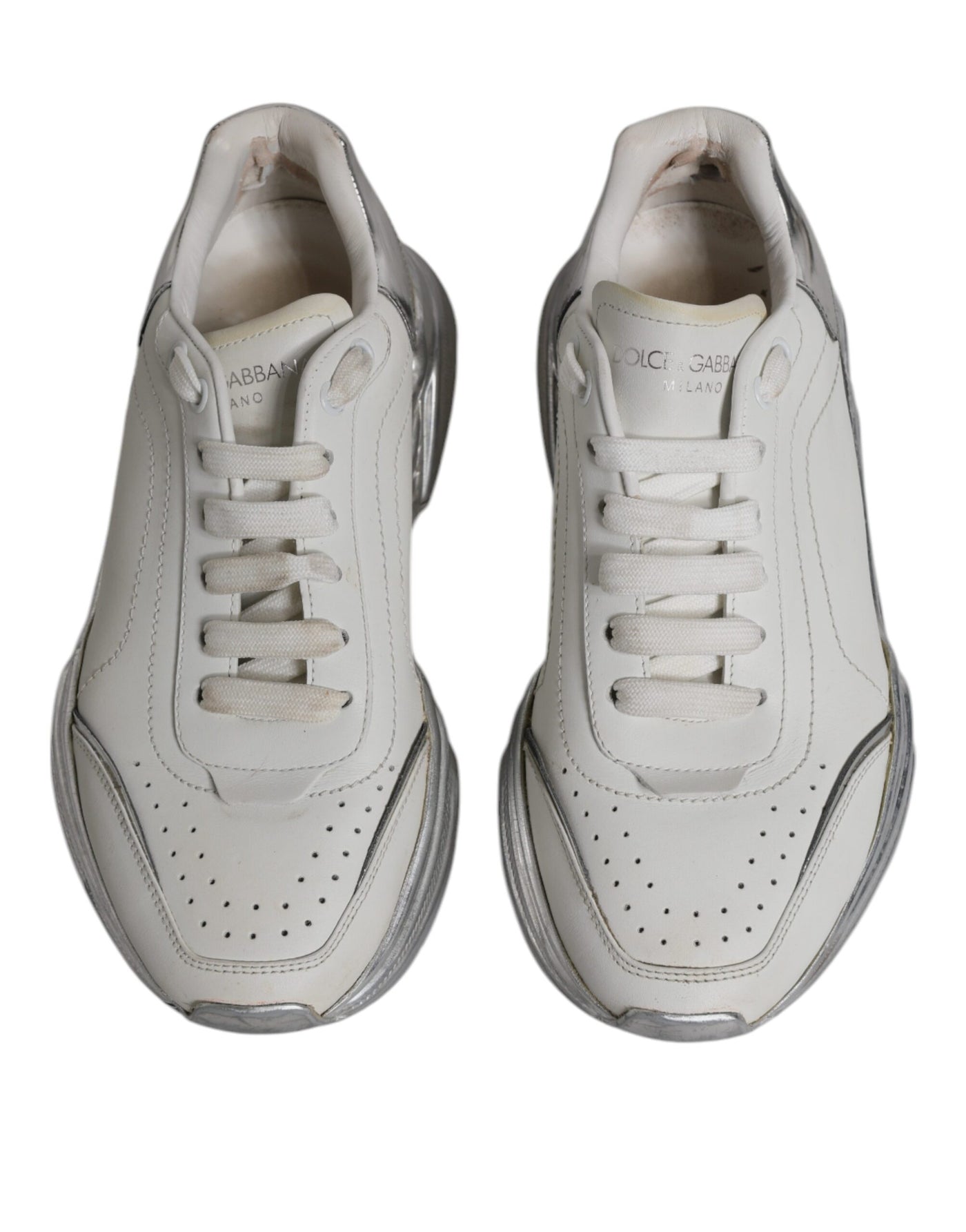Dolce &amp; Gabbana Witte Zilveren Daymaster Lage Sneakers Schoenen