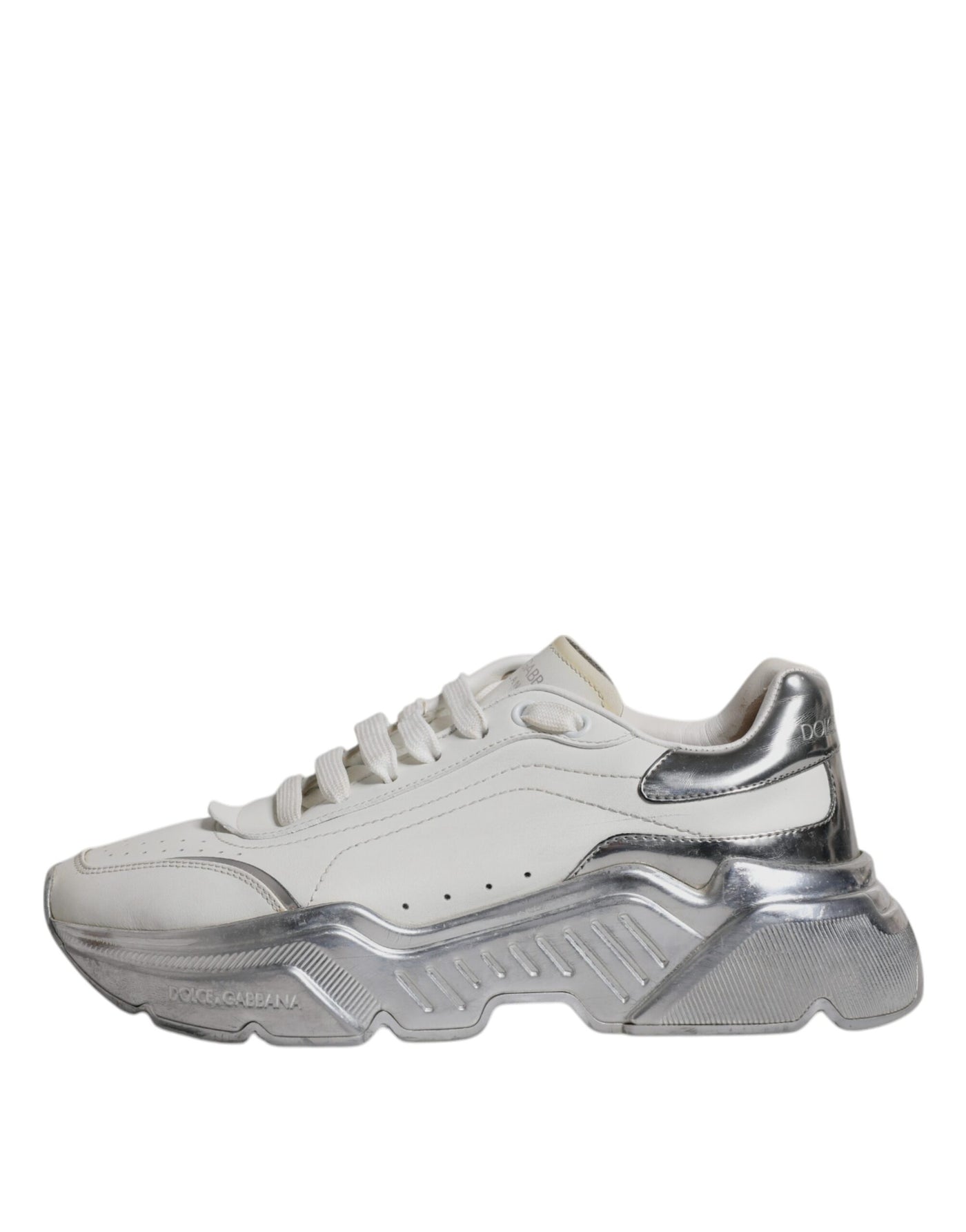 Dolce &amp; Gabbana Witte Zilveren Daymaster Lage Sneakers Schoenen