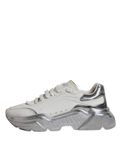 Dolce &amp; Gabbana Witte Zilveren Daymaster Lage Sneakers Schoenen