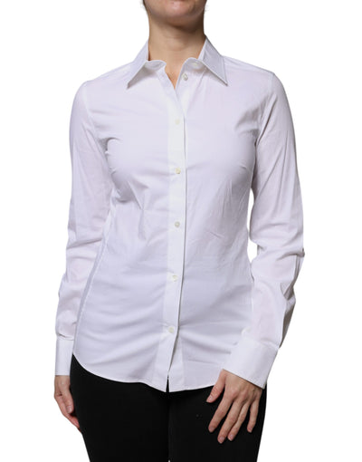 Dolce &amp; Gabbana Wit Katoenen Kraag Shirt met Lange Mouwen