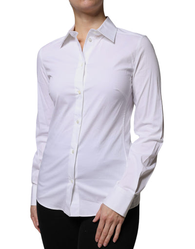 Dolce &amp; Gabbana Wit Katoenen Kraag Shirt met Lange Mouwen