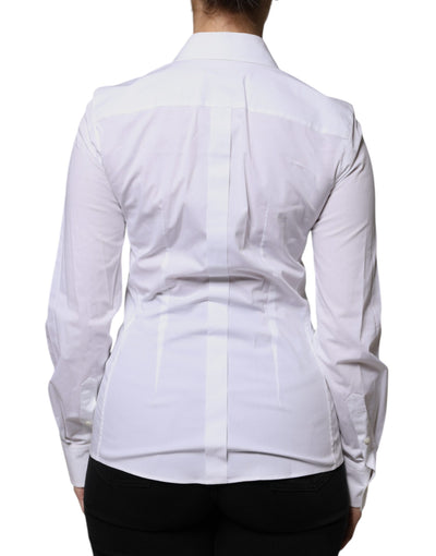Dolce &amp; Gabbana Wit Katoenen Kraag Shirt met Lange Mouwen
