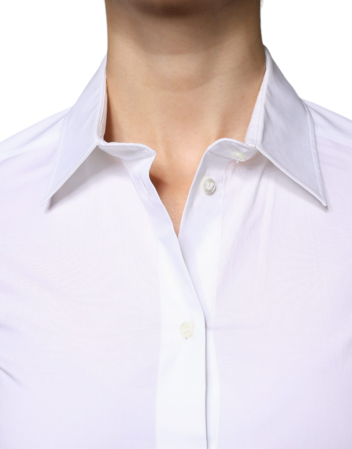 Dolce &amp; Gabbana Wit Katoenen Kraag Shirt met Lange Mouwen
