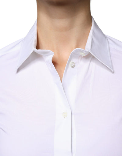 Dolce &amp; Gabbana Wit Katoenen Kraag Shirt met Lange Mouwen