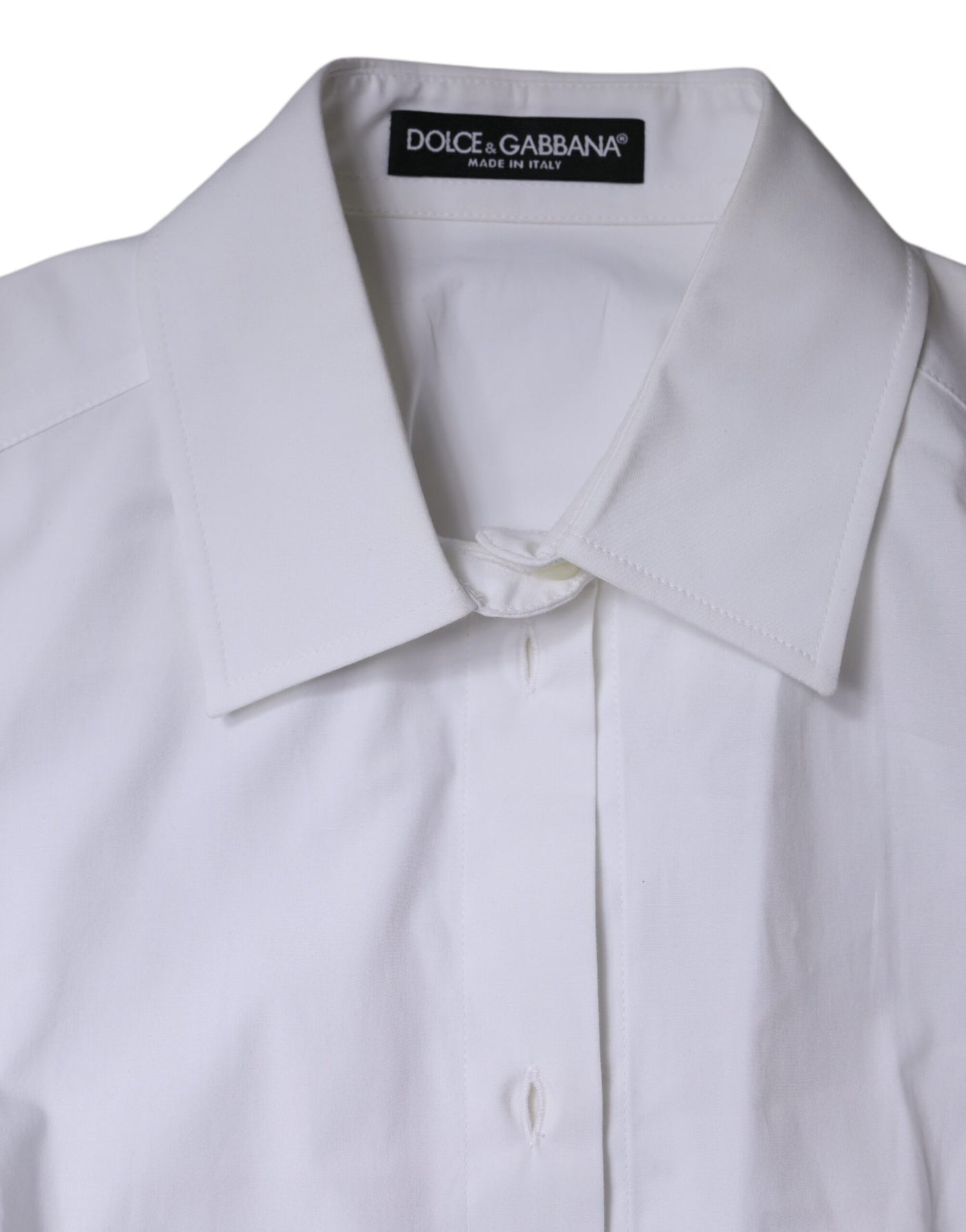Dolce &amp; Gabbana Wit Katoenen Kraag Shirt met Lange Mouwen