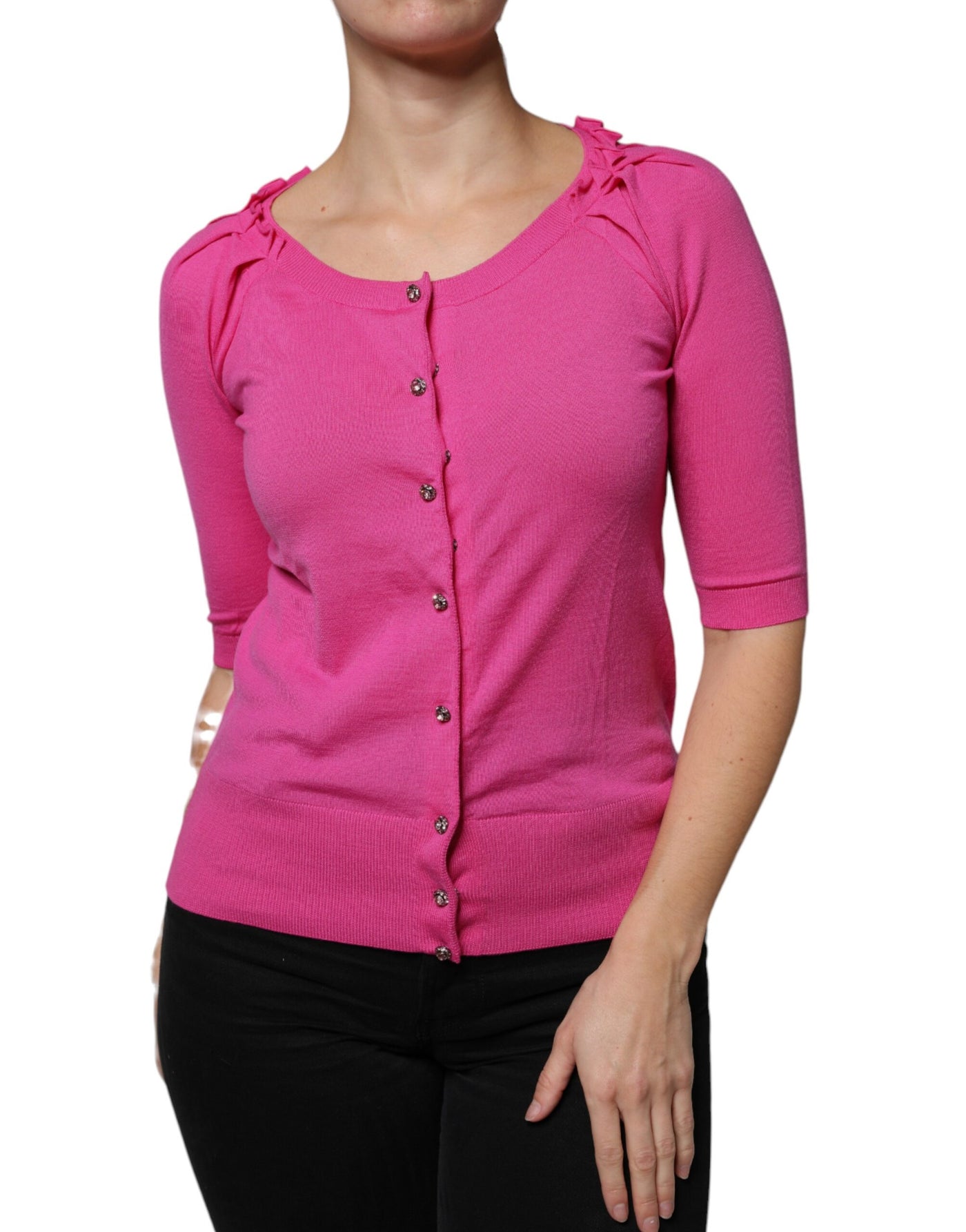 Dolce &amp; Gabbana roze wollen vest met knoopjes