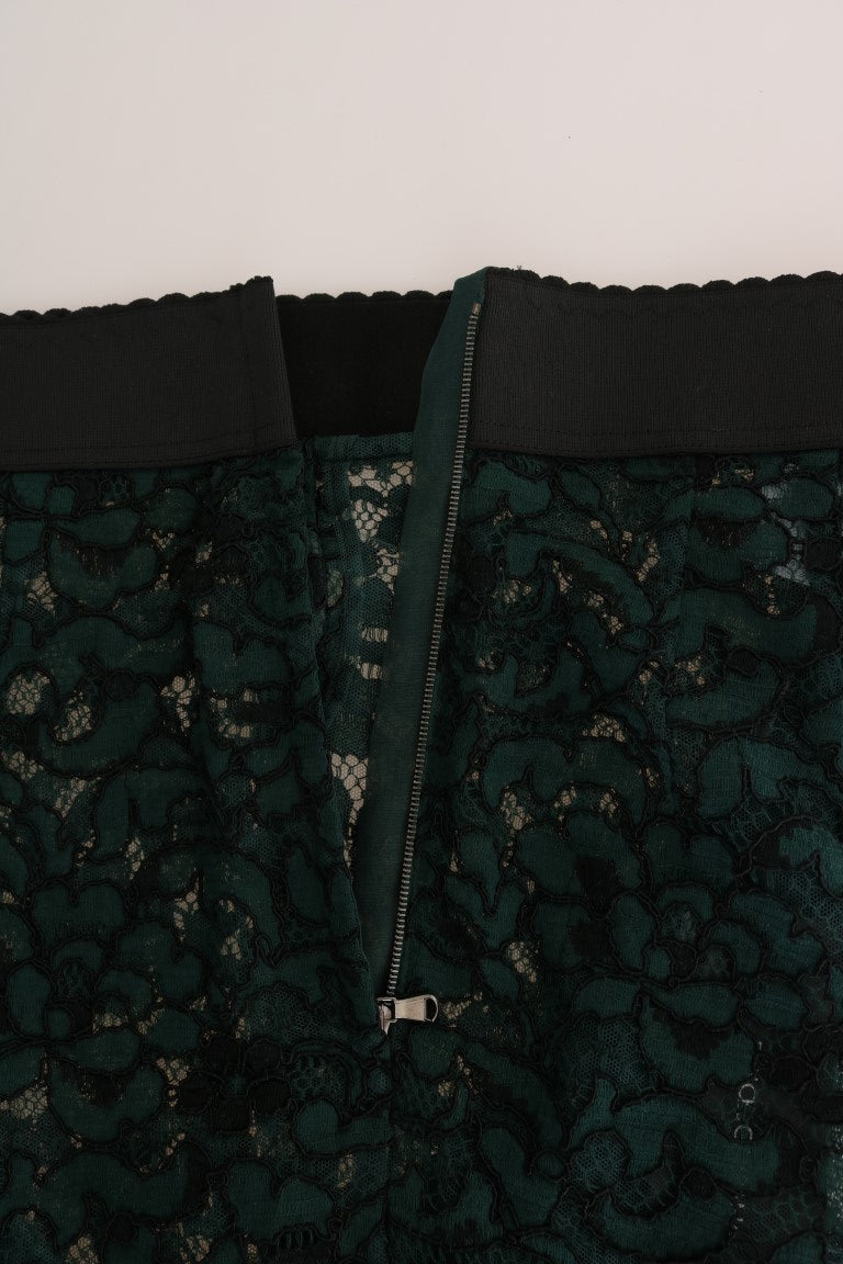 Dolce &amp; Gabbana Groene Bloemen Kanten Legging Broek