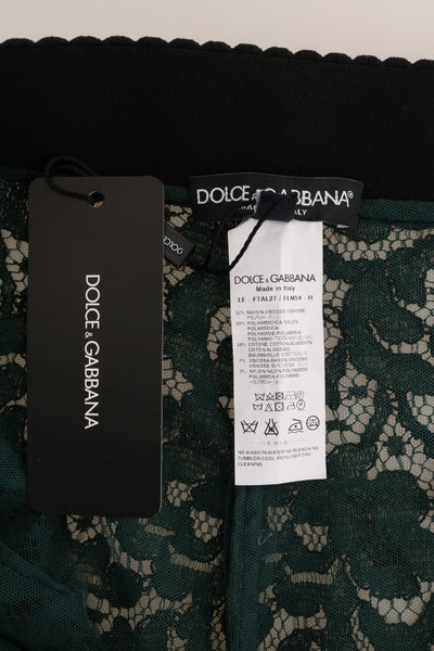 Dolce &amp; Gabbana Groene Bloemen Kanten Legging Broek