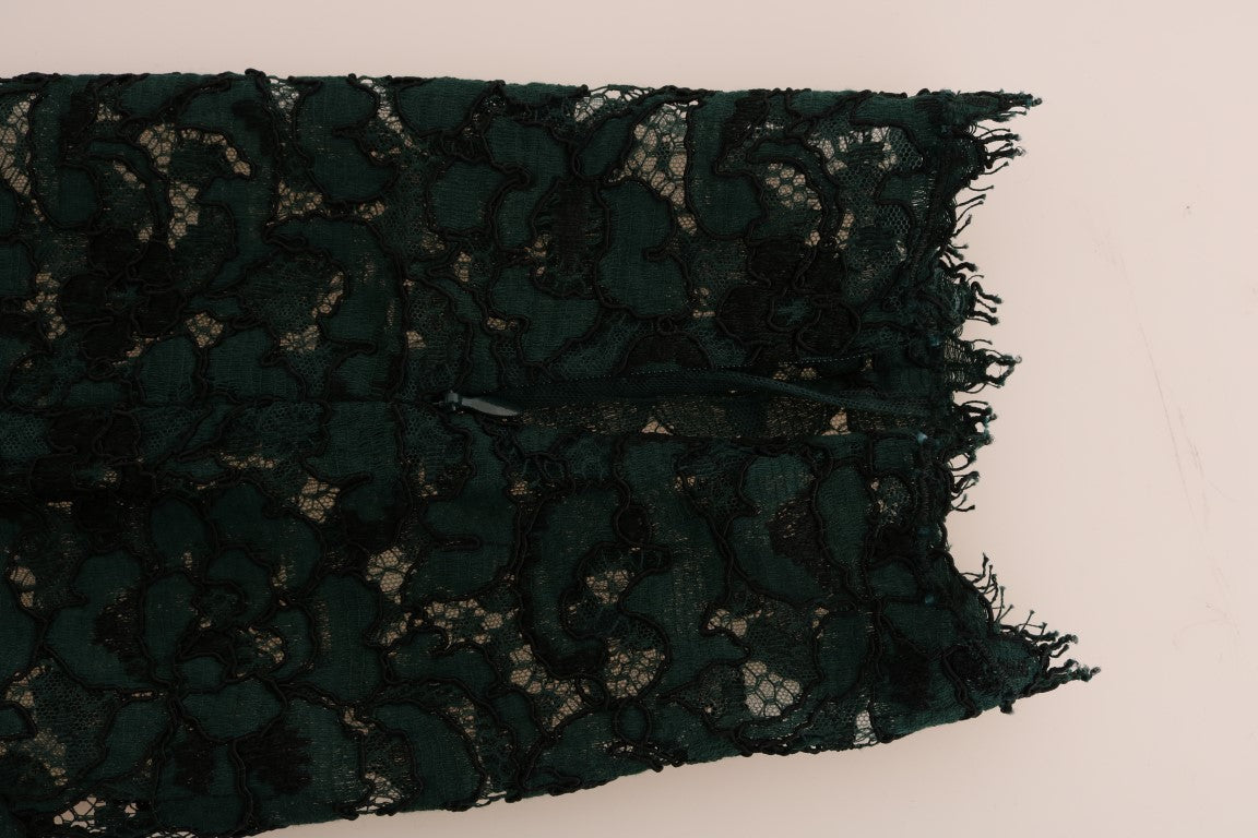 Dolce &amp; Gabbana Groene Bloemen Kanten Legging Broek