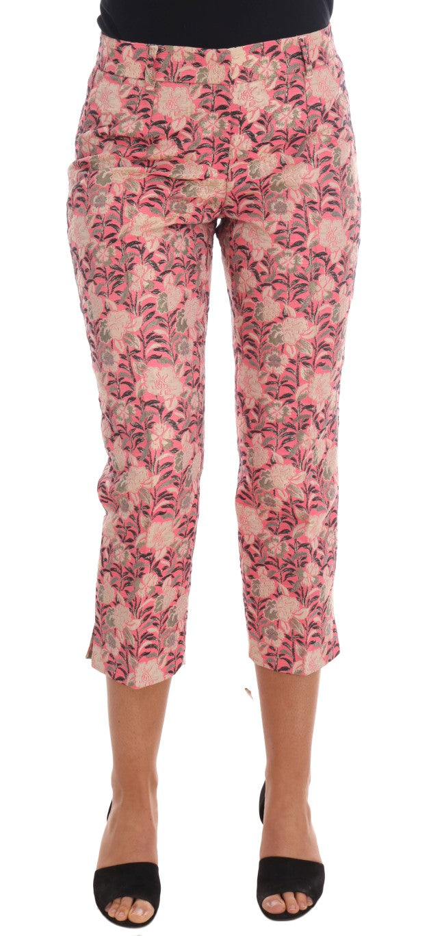 Dolce &amp; Gabbana roze capribroek met bloemenbrokaat