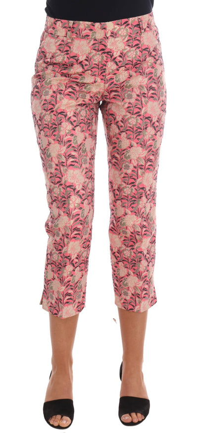 Dolce &amp; Gabbana roze capribroek met bloemenbrokaat