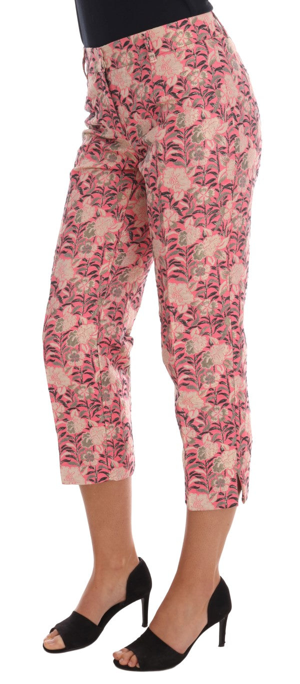 Dolce &amp; Gabbana roze capribroek met bloemenbrokaat