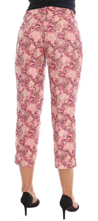 Dolce &amp; Gabbana roze capribroek met bloemenbrokaat