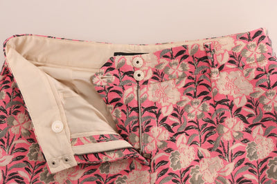Dolce &amp; Gabbana roze capribroek met bloemenbrokaat