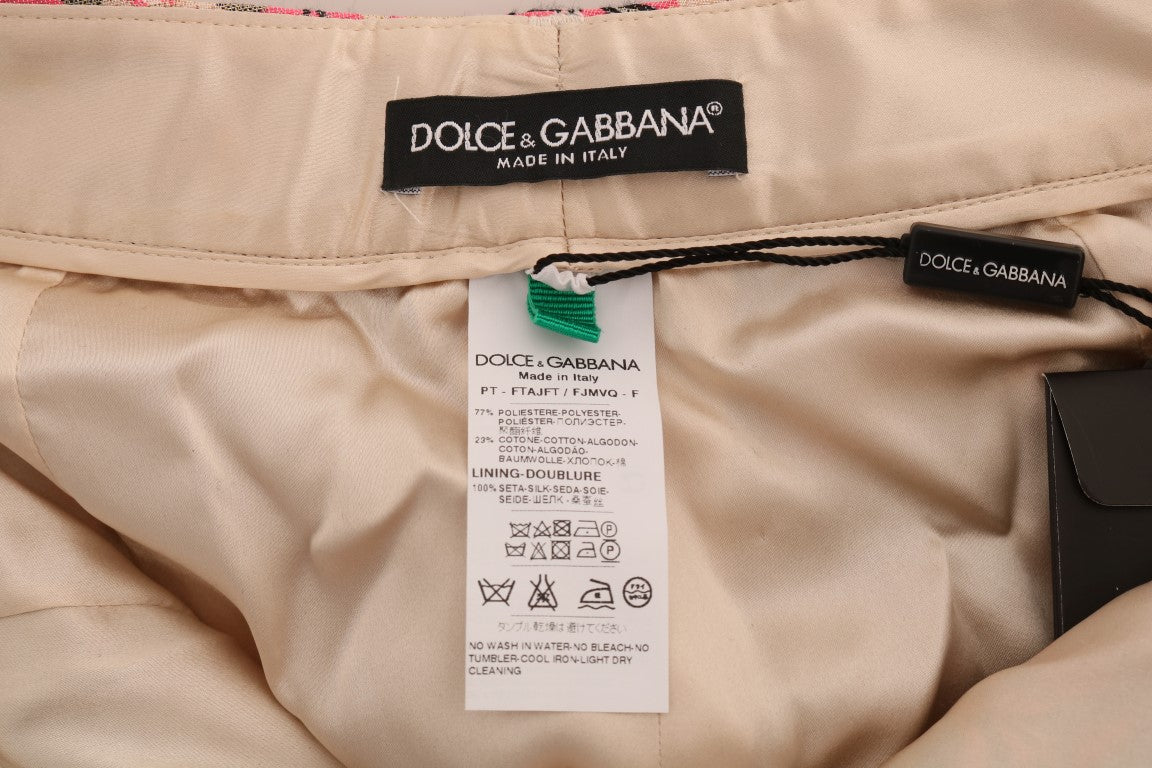 Dolce &amp; Gabbana roze capribroek met bloemenbrokaat