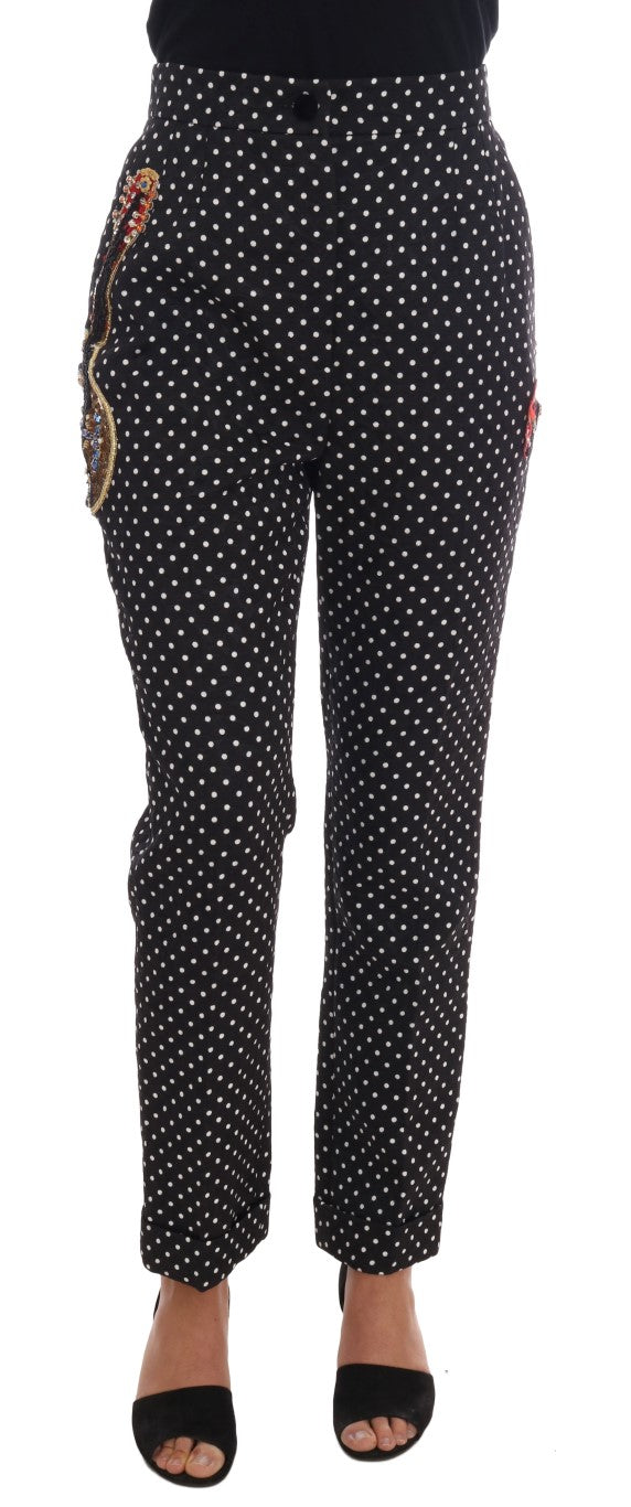 Dolce &amp; Gabbana Zwarte Polka Dot Sicily Crystal Broek