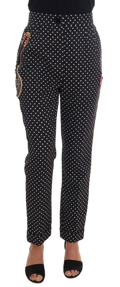 Dolce &amp; Gabbana Zwarte Polka Dot Sicily Crystal Broek