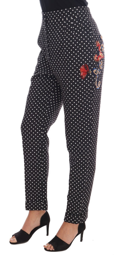 Dolce &amp; Gabbana Zwarte Polka Dot Sicily Crystal Broek