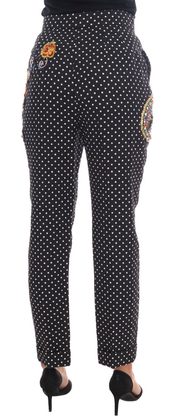 Dolce &amp; Gabbana Zwarte Polka Dot Sicily Crystal Broek