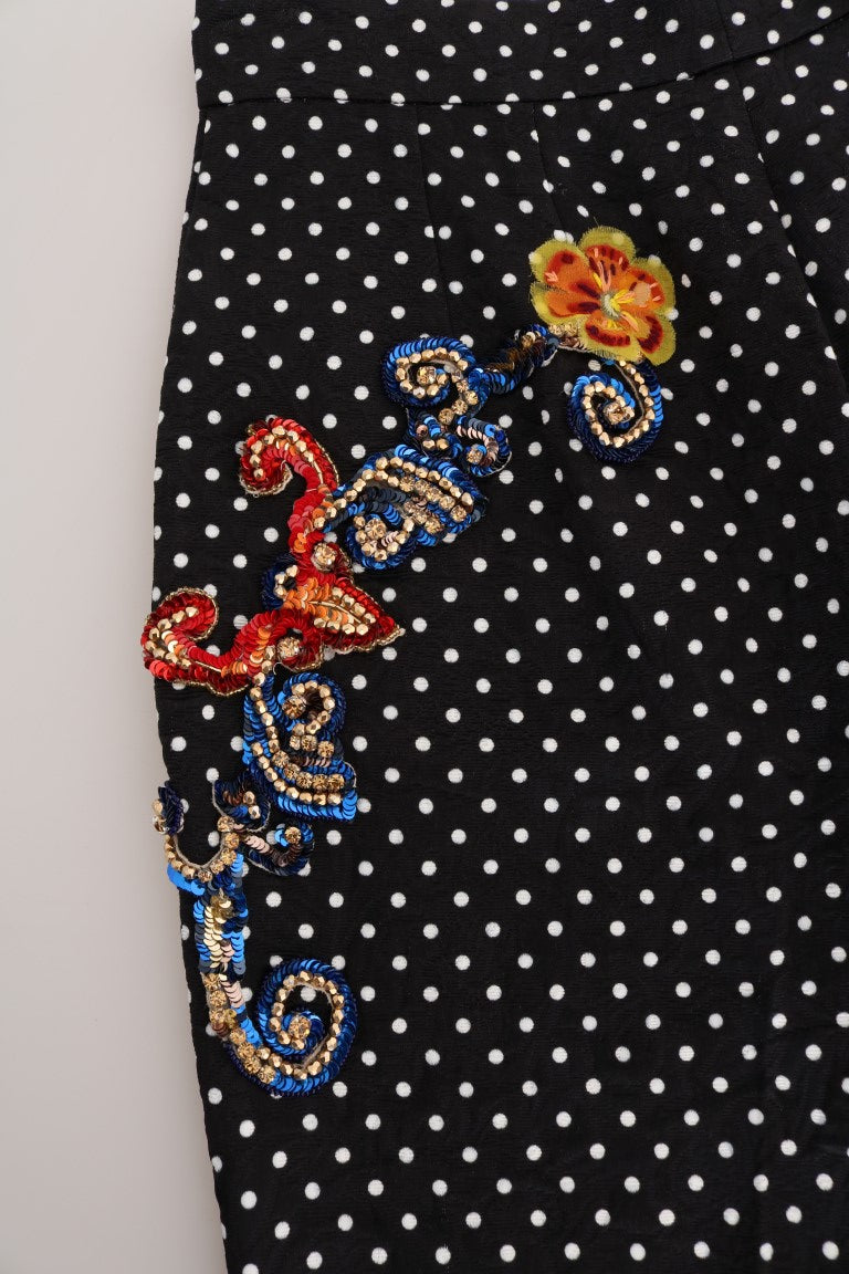 Dolce &amp; Gabbana Zwarte Polka Dot Sicily Crystal Broek