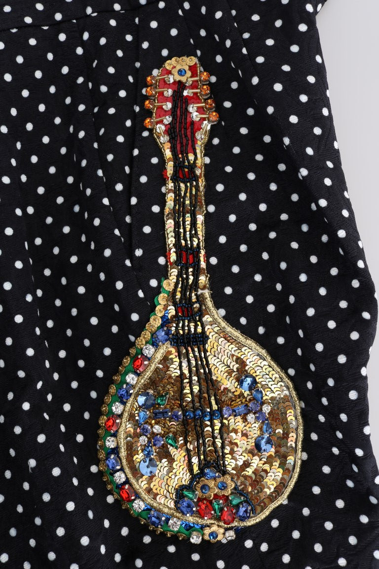Dolce &amp; Gabbana Zwarte Polka Dot Sicily Crystal Broek