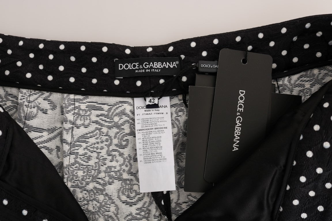 Dolce &amp; Gabbana Zwarte Polka Dot Sicily Crystal Broek