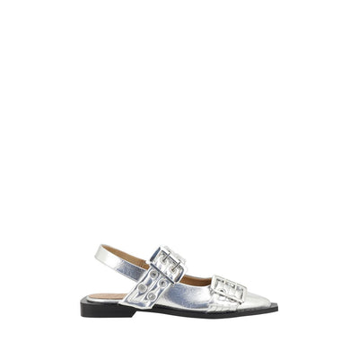 Ganni Buckle Metallic Ballerina's