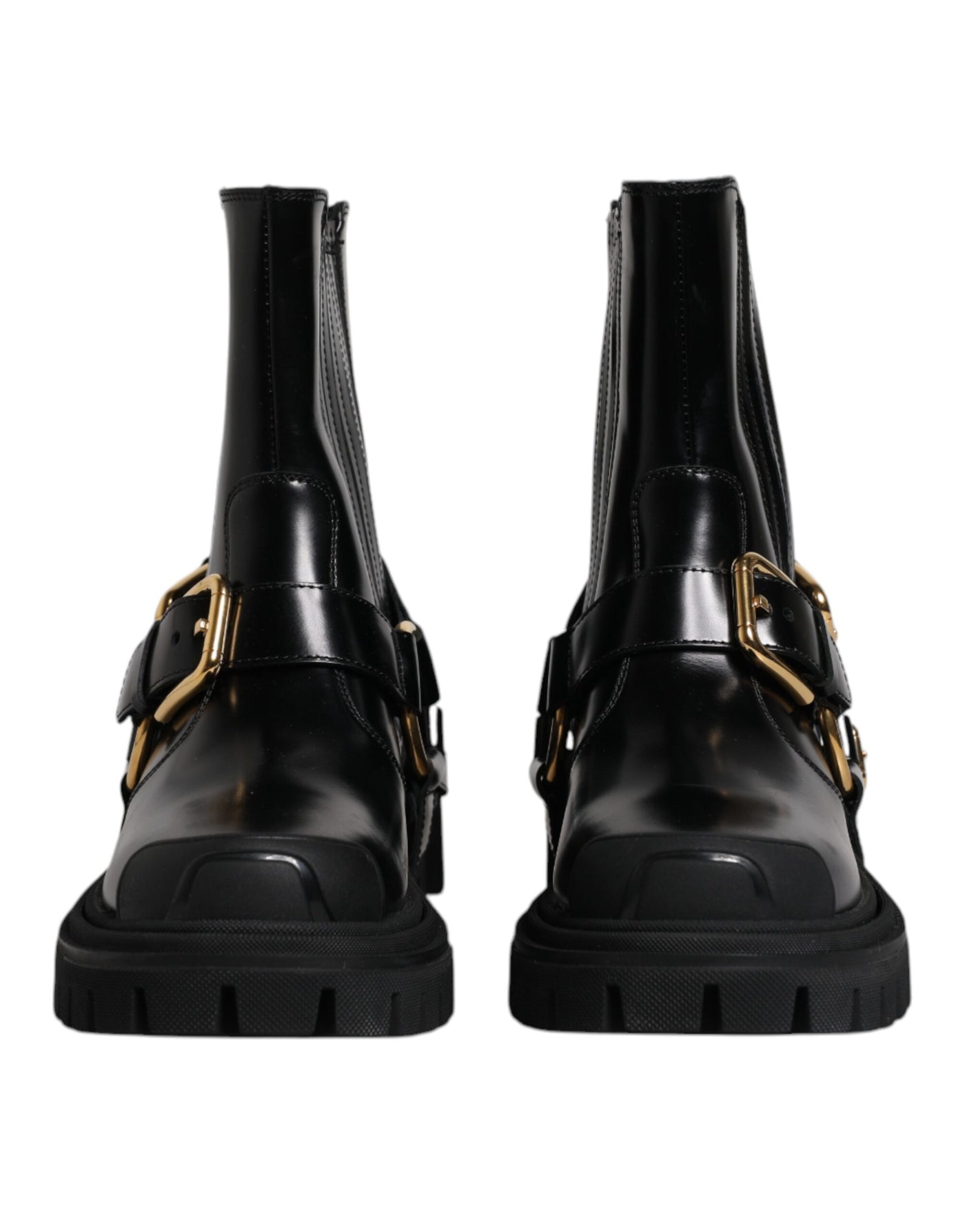 Dolce &amp; Gabbana Zwarte Leren Slip On Stretch Trekking Laarzen