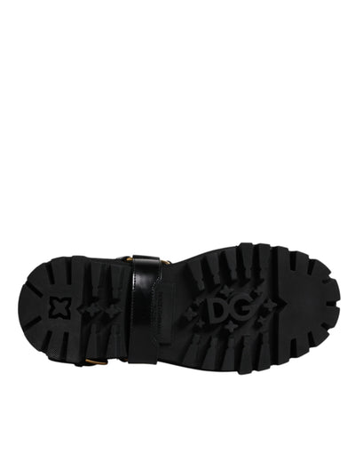 Dolce &amp; Gabbana Zwarte Leren Slip On Stretch Trekking Laarzen