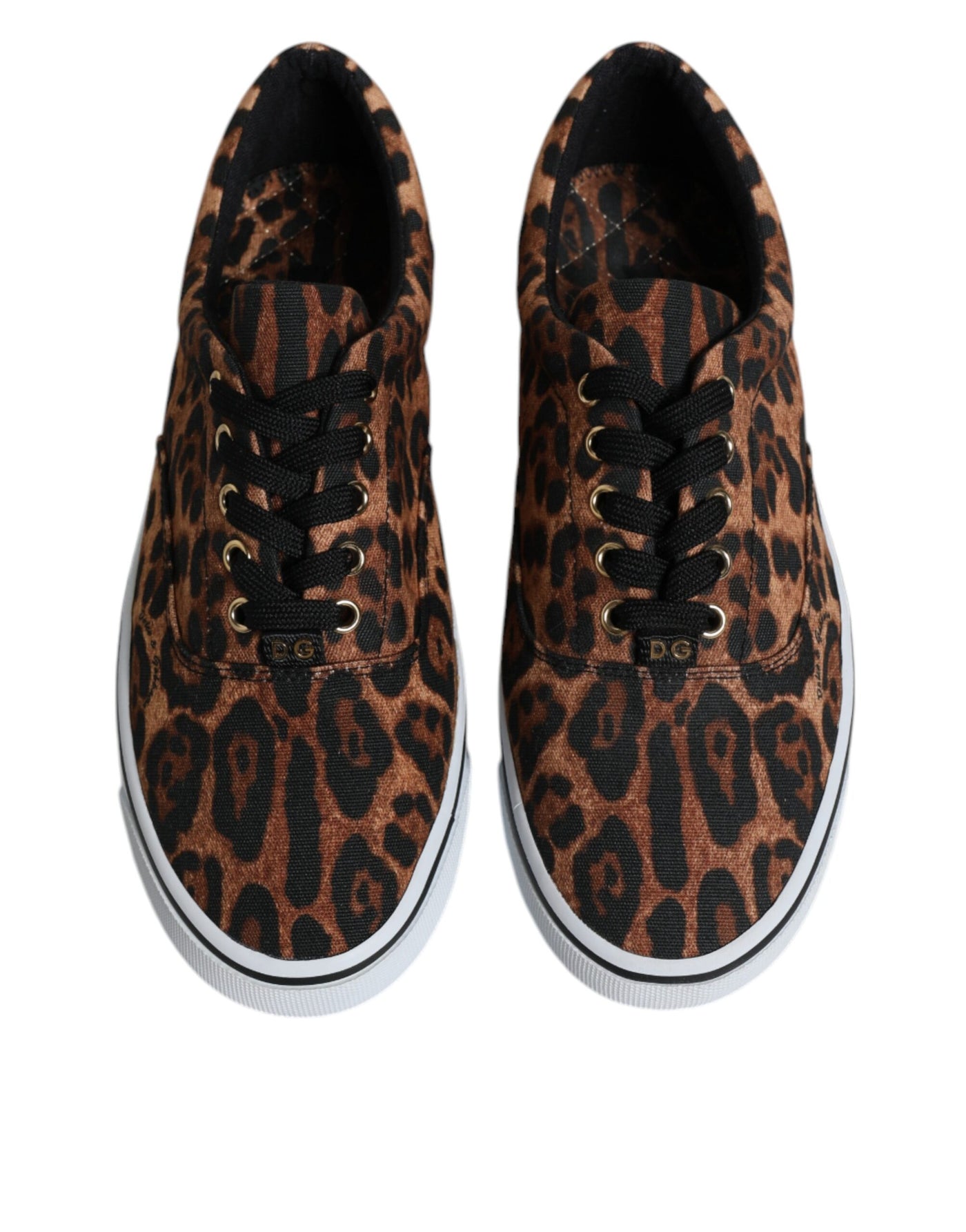 Dolce &amp; Gabbana Bruine Luipaard Logo Print Katoenen Sneakers Schoenen
