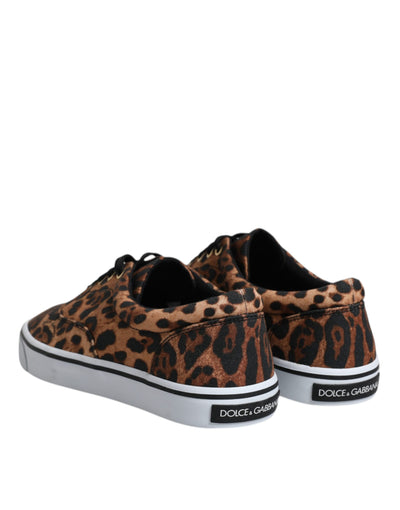 Dolce &amp; Gabbana Bruine Luipaard Logo Print Katoenen Sneakers Schoenen