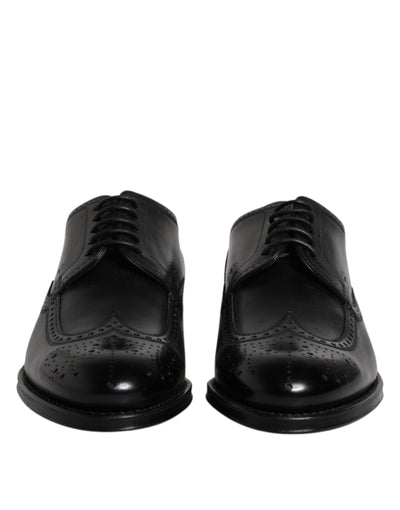 Dolce &amp; Gabbana Zwarte Leren Derby Wingtip Formele Schoenen