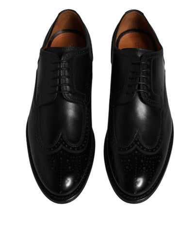 Dolce &amp; Gabbana Zwarte Leren Derby Wingtip Formele Schoenen