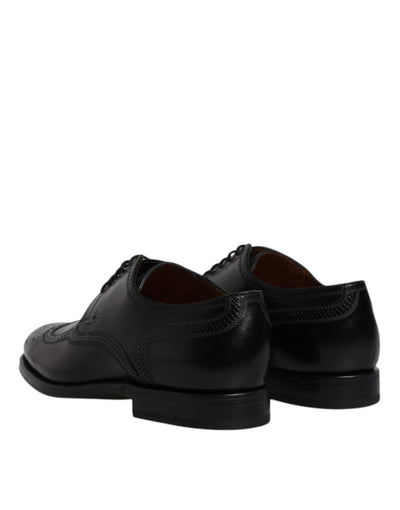 Dolce &amp; Gabbana Zwarte Leren Derby Wingtip Formele Schoenen
