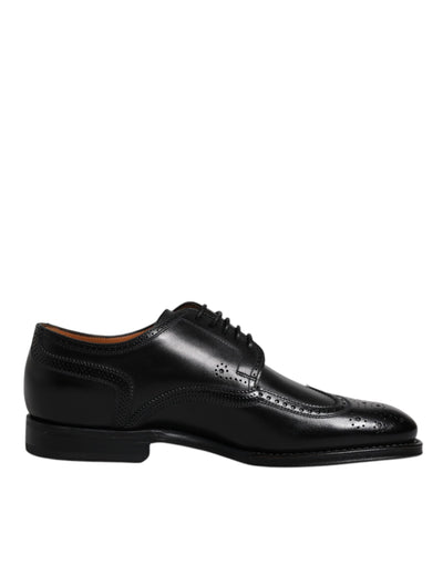 Dolce &amp; Gabbana Zwarte Leren Derby Wingtip Formele Schoenen