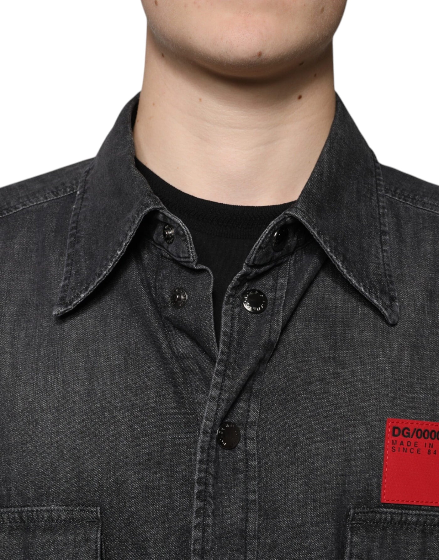 Dolce &amp; Gabbana zwart logo katoenen overhemd met knopen
