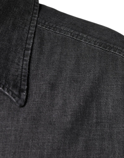 Dolce &amp; Gabbana zwart logo katoenen overhemd met knopen