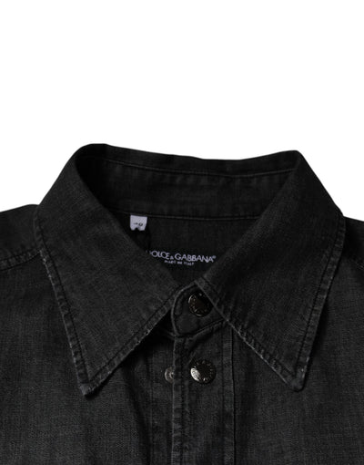 Dolce &amp; Gabbana zwart logo katoenen overhemd met knopen