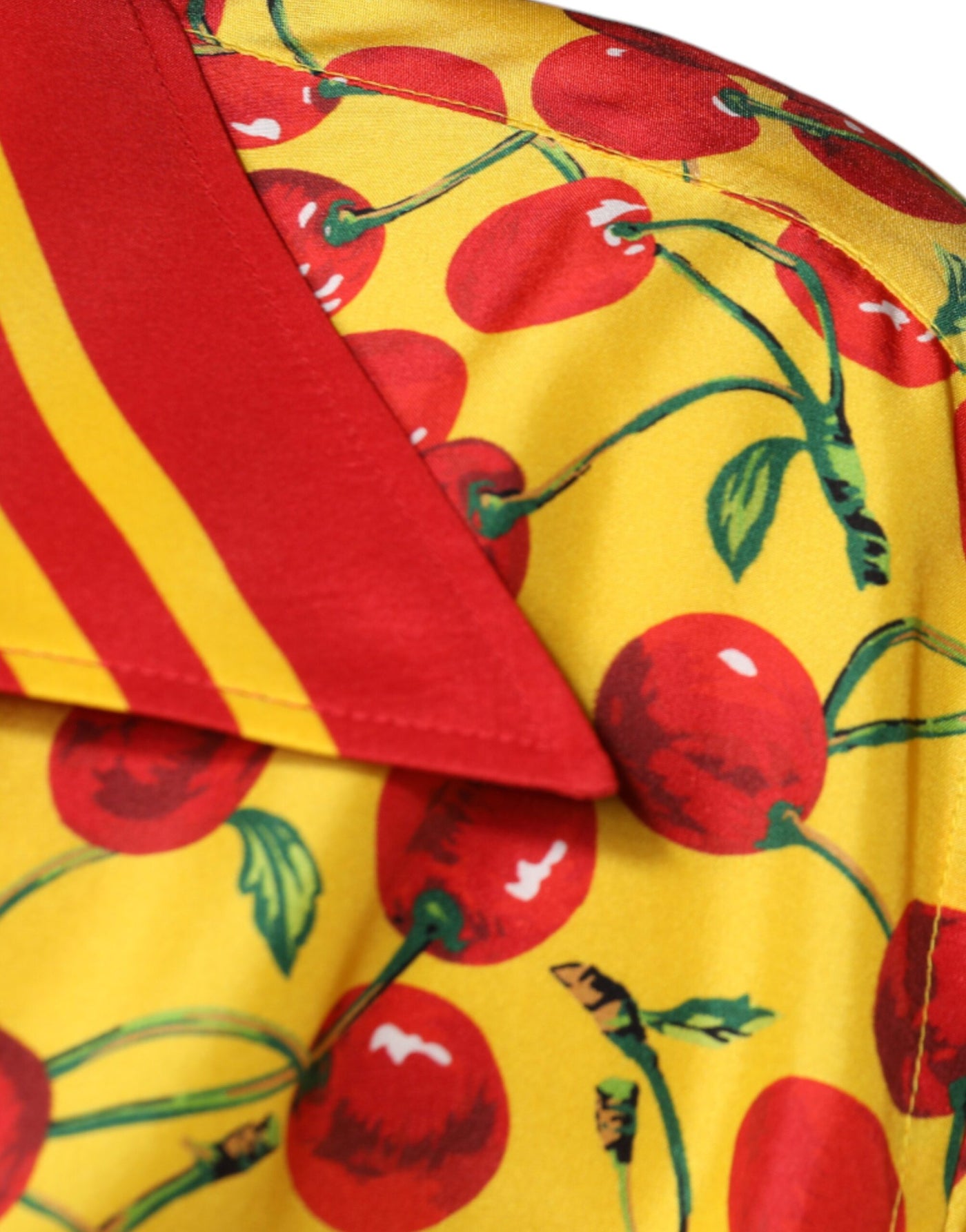 Dolce &amp; Gabbana Geel Kersen Zijden Casual Overhemd met Knoopjes