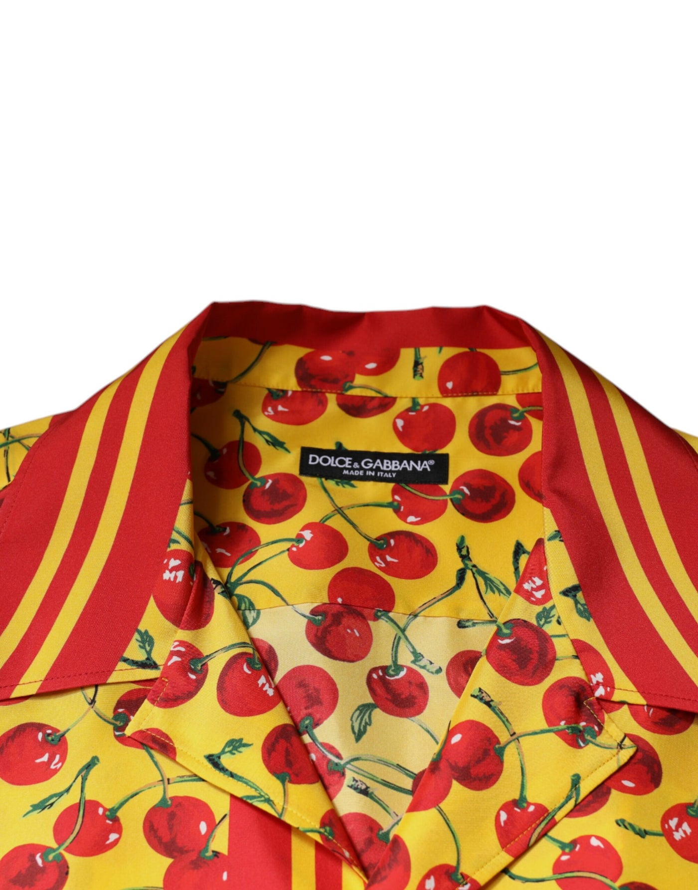 Dolce &amp; Gabbana Geel Kersen Zijden Casual Overhemd met Knoopjes