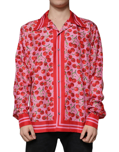 Chemise décontractée boutonnée en soie rose cerise Dolce &amp; Gabbana