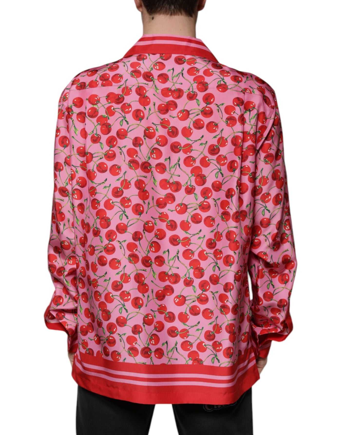 Chemise décontractée boutonnée en soie rose cerise Dolce &amp; Gabbana