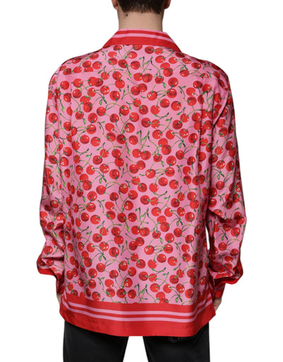 Chemise décontractée boutonnée en soie rose cerise Dolce &amp; Gabbana